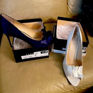 Beautiful chic heels, navy and ivory